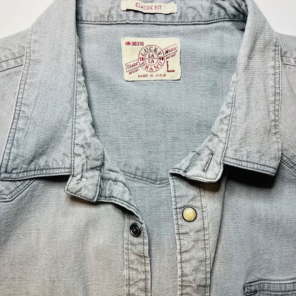 Lucky Brand Classic Fit Pearl Button Down Shirt L - Picture 2 of 3